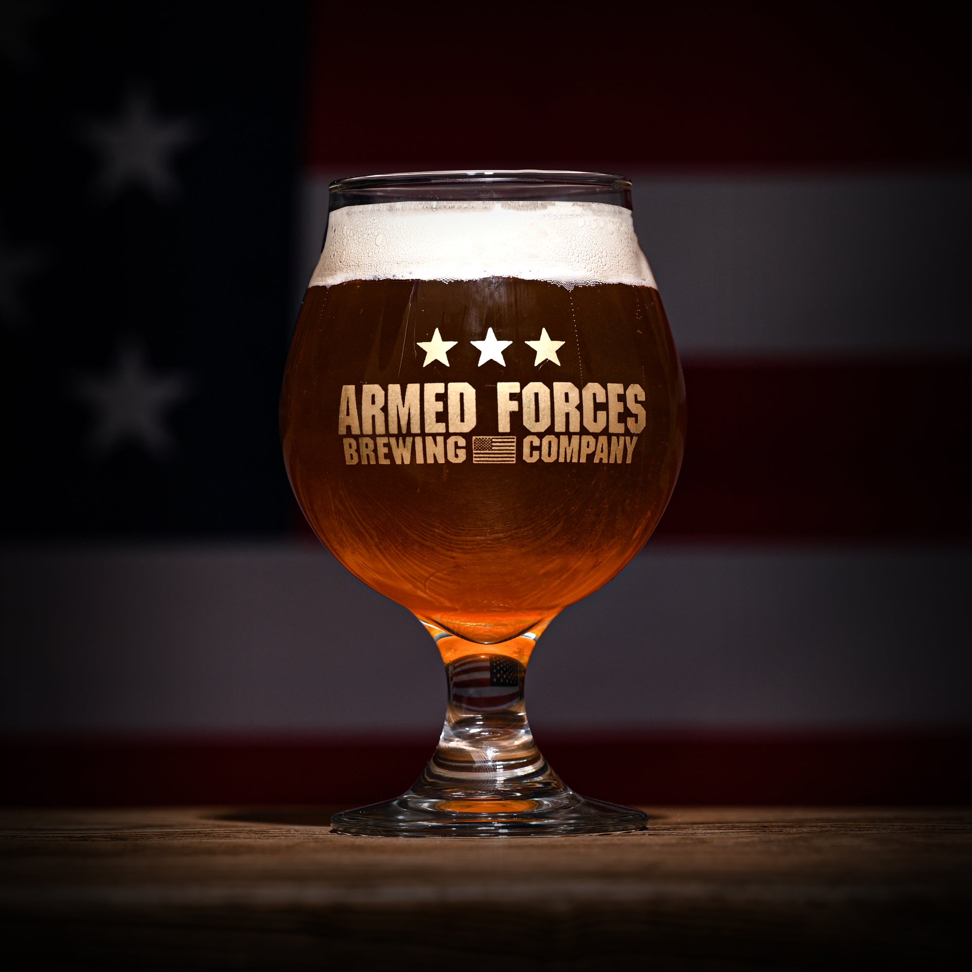 ARMED FORCES BREWING COMPANY 16 OZ BELGIAN BEER GLASS
